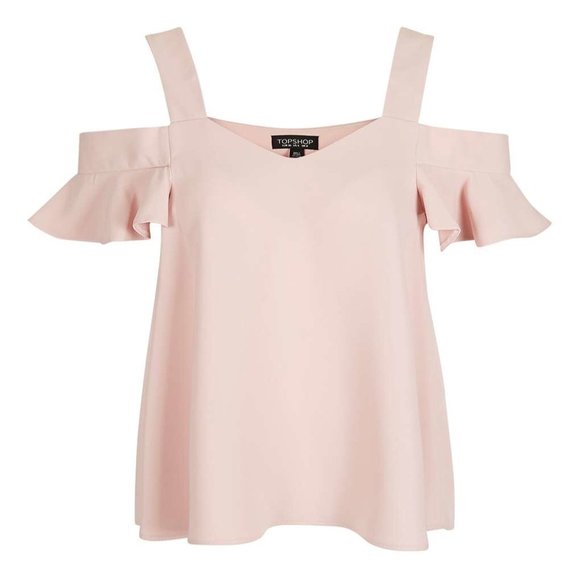 Topshop Light Pink Cold Shoulder Top - Picture 1 of 2